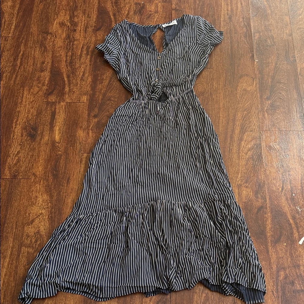 Hollister Black and White Striped High Low Dress